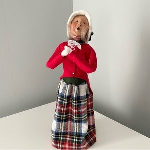Caroler with Plaid & Red Coat by Byers' Choice
